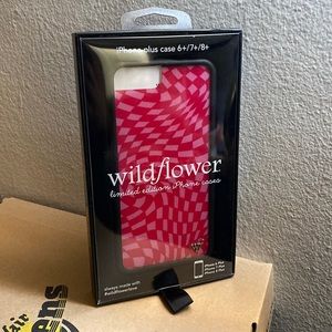 iPhone 6+ 7+ 8+ wildflower swirly checker phone case